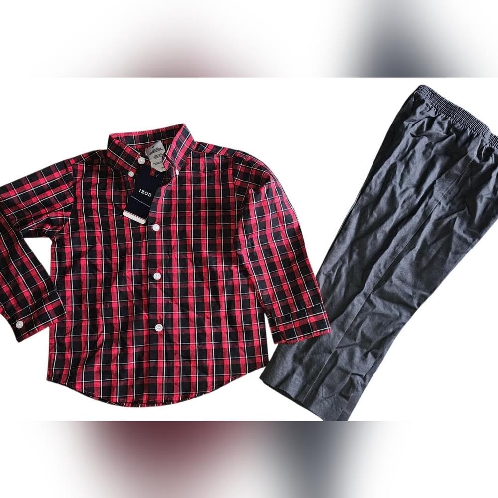 🆕 Nwts Boy's Toddler 4T Izod Set Pants Shirt